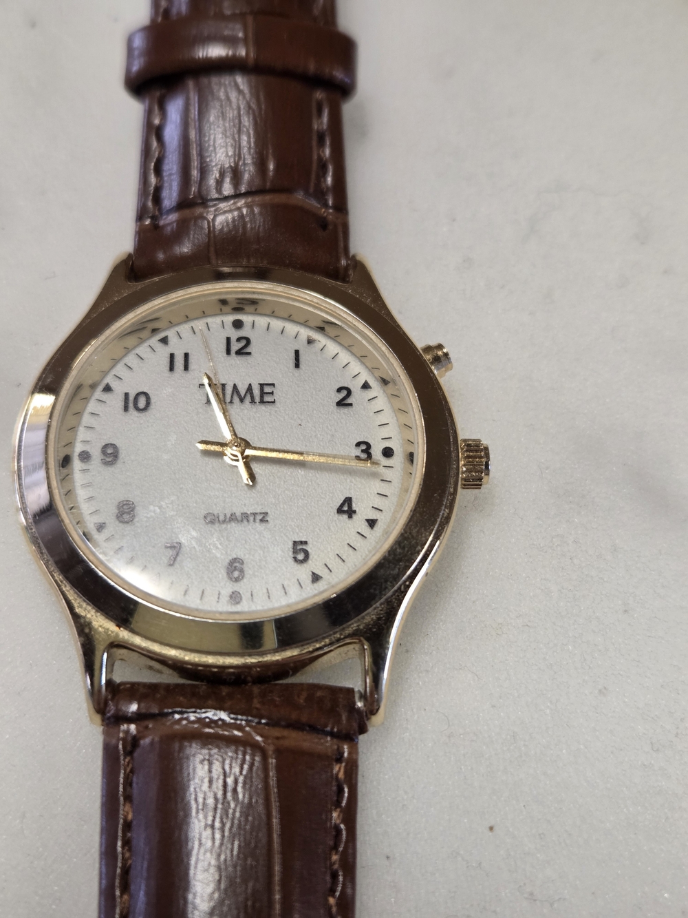 TOME Men's Quartz Watch - Brown Leather Strap, Gold Case